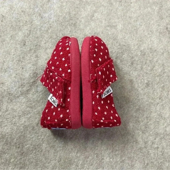 TOMS Baby Crib Shoes Red White Slip On Flats Infant size 2 - Picture 5 of 10